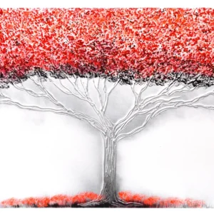 CUADRO PINTADO "ÁRBOL DE LA VIDA" ROJO 140X70CM